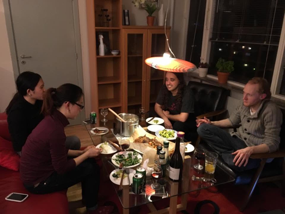 An impromptu dinner with friends at my apartment